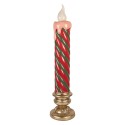 Clayre & Eef Christmas Decoration with LED Lighting Candlestick Ø 23x99 cm Red Plastic