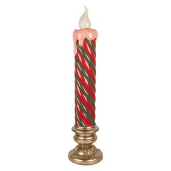 Clayre & Eef Christmas Decoration with LED Lighting Candlestick Ø 23x99 cm Red Plastic