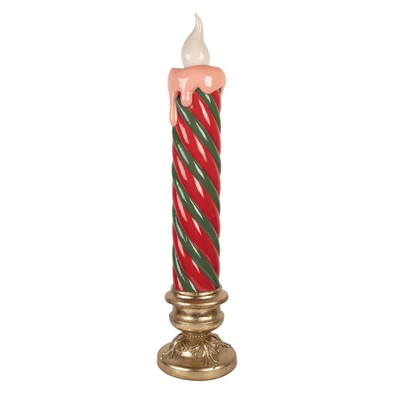 Clayre & Eef Christmas Decoration with LED Lighting Candlestick Ø 23x99 cm Red Plastic