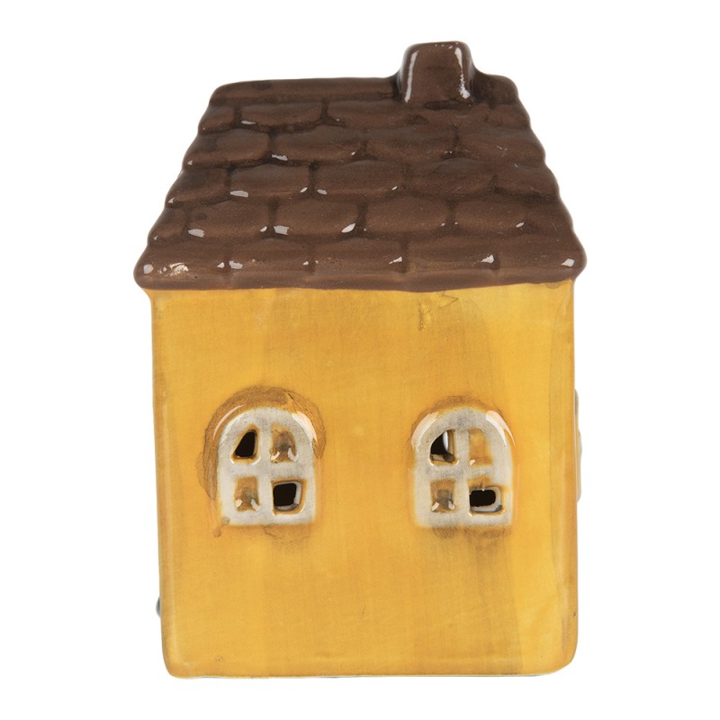 Clayre & Eef Decorative House with LED LED 6x7x10 cm Yellow Ceramic