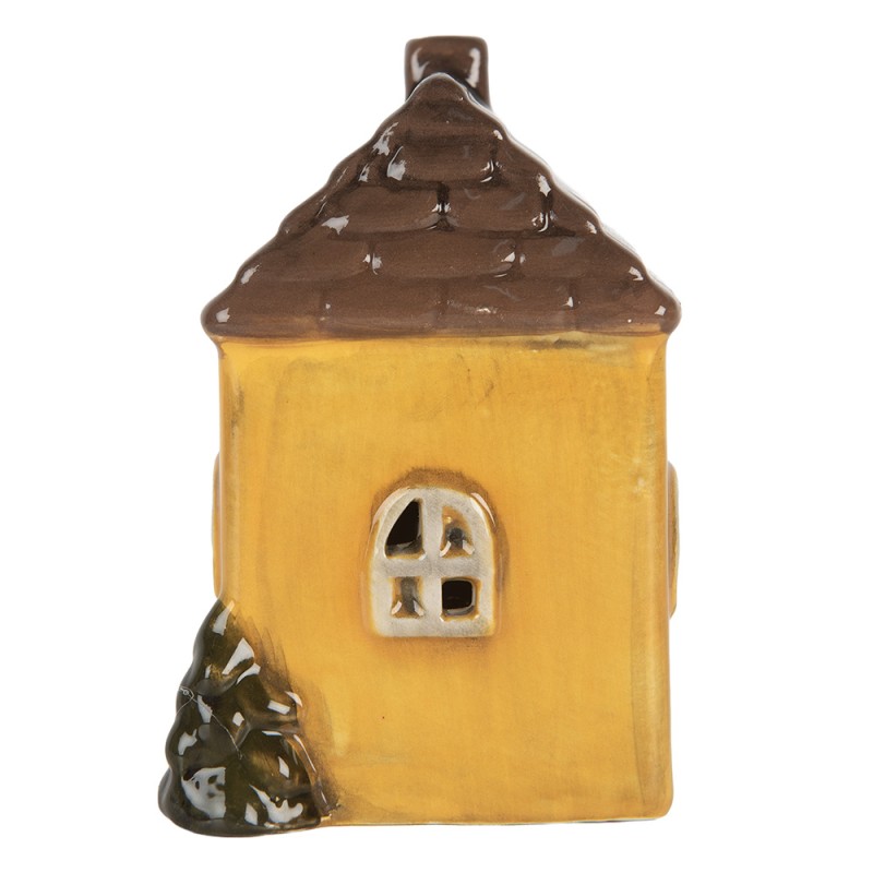 Clayre & Eef Decorative House with LED LED 6x7x10 cm Yellow Ceramic