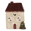 Clayre & Eef Decoratie Huis met LED LED 6x7x10 cm Beige Keramiek