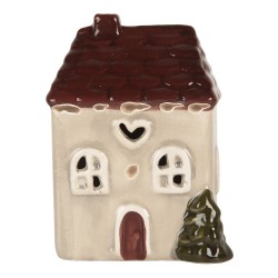 Clayre & Eef Decoratie Huis met LED LED 6x7x10 cm Beige Keramiek