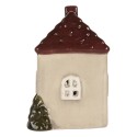 Clayre & Eef Decoratie Huis met LED LED 6x7x10 cm Beige Keramiek