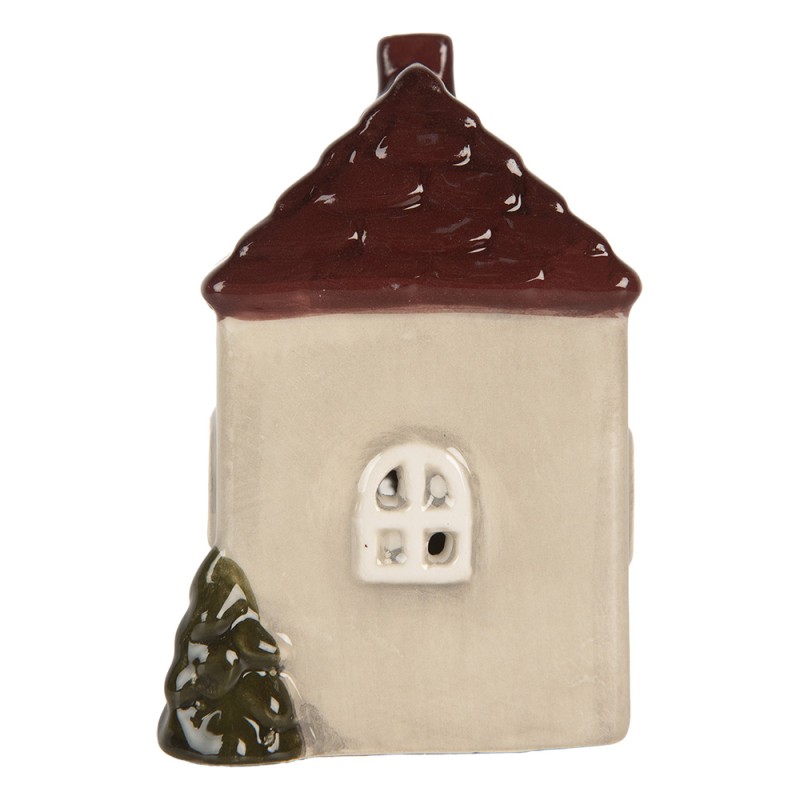 Clayre & Eef Decoratie Huis met LED LED 6x7x10 cm Beige Keramiek