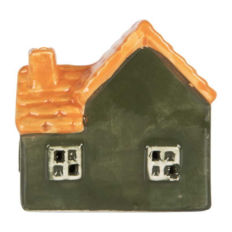 Clayre & Eef Decoratie Huis met LED LED 6x8x8 cm Groen Keramiek