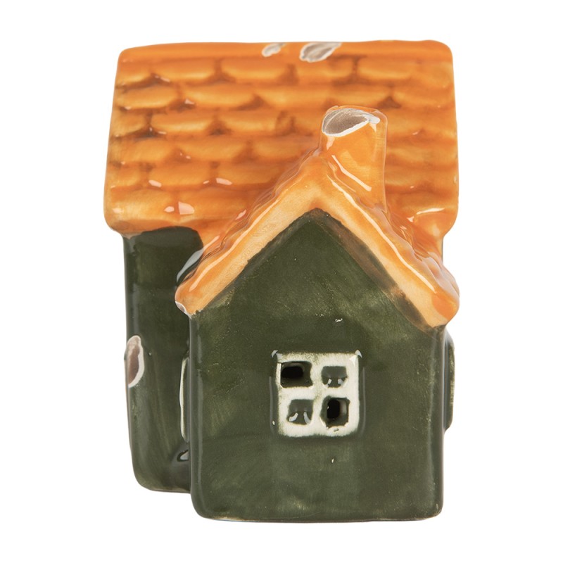 Clayre & Eef Decoratie Huis met LED LED 6x8x8 cm Groen Keramiek