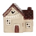 Clayre & Eef Decorative House with LED LED 6x8x8 cm Beige Ceramic