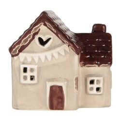 Clayre & Eef Decorative House with LED LED 6x8x8 cm Beige Ceramic