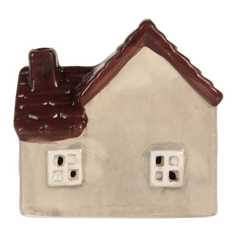 Clayre & Eef Decorative House with LED LED 6x8x8 cm Beige Ceramic