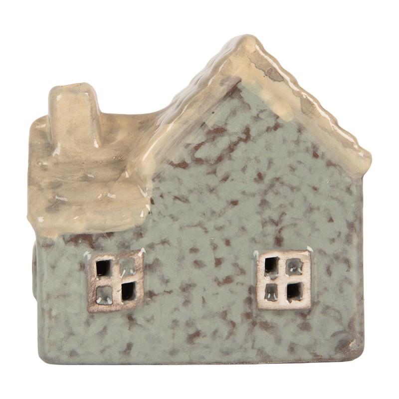Clayre & Eef Decoratie Huis met LED LED 6x8x8 cm Groen Keramiek