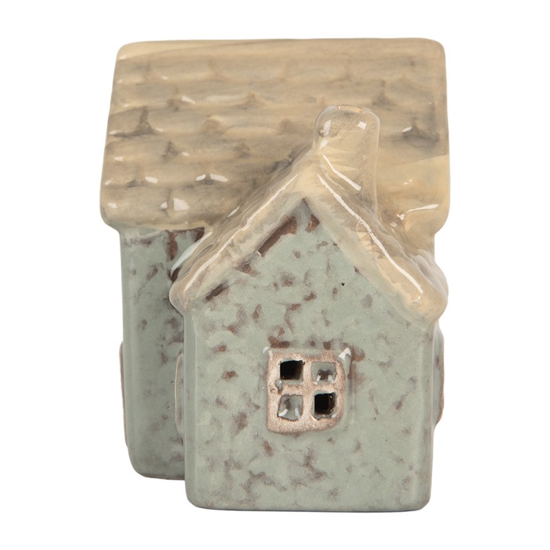 Clayre & Eef Decoratie Huis met LED LED 6x8x8 cm Groen Keramiek