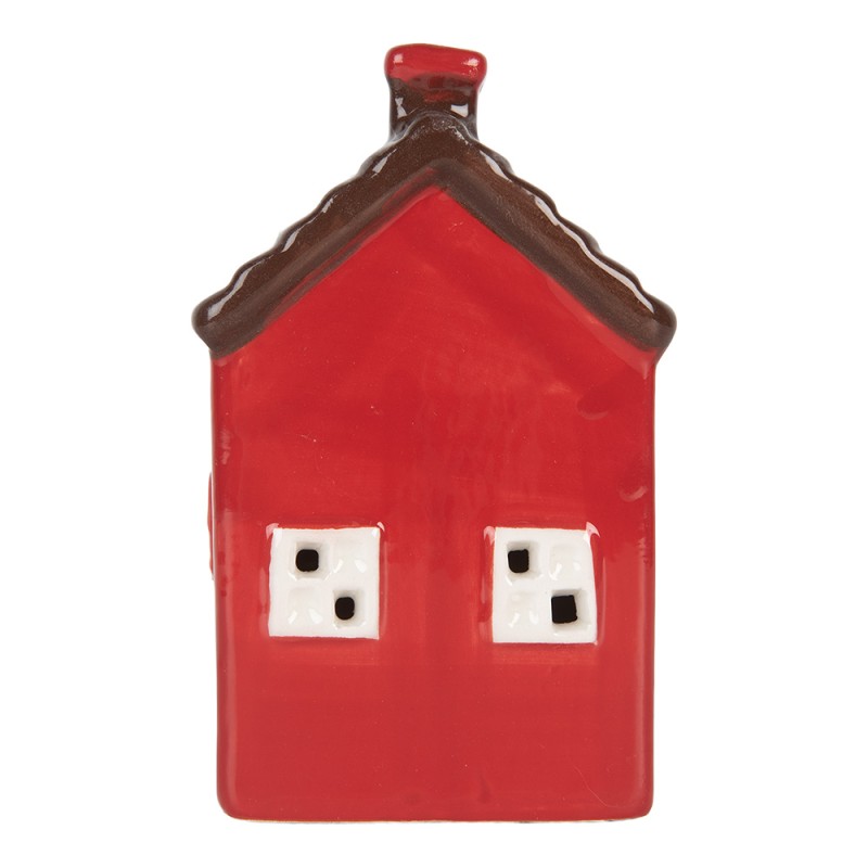 Clayre & Eef Dekoratives Haus mit LED LED 6x6x11 cm Rot Keramik