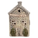 Clayre & Eef Decoratie Huis met LED LED 6x6x11 cm Grijs Keramiek