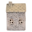 Clayre & Eef Decoratie Huis met LED LED 6x6x9 cm Grijs Keramiek