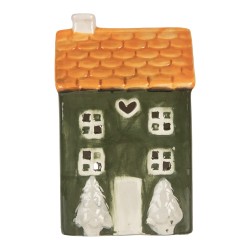 Clayre & Eef Waxinelichthouder Huis 9x10x16 cm Groen Keramiek