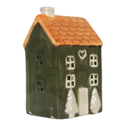 Clayre & Eef Waxinelichthouder Huis 9x10x16 cm Groen Keramiek