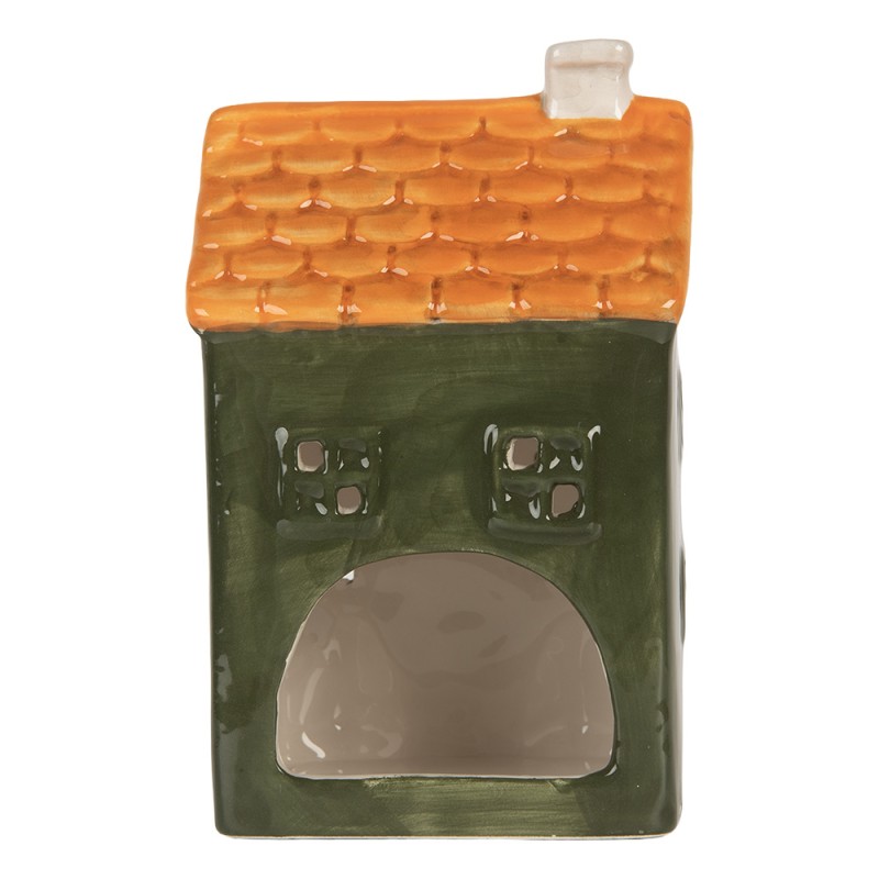 Clayre & Eef Waxinelichthouder Huis 9x10x16 cm Groen Keramiek