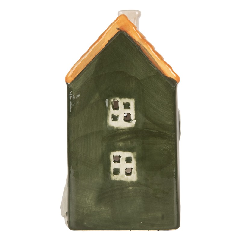 Clayre & Eef Waxinelichthouder Huis 9x10x16 cm Groen Keramiek