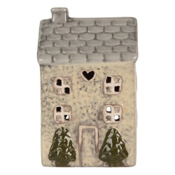 Clayre & Eef Tealight Holder House 9x8x15 cm Beige Ceramic