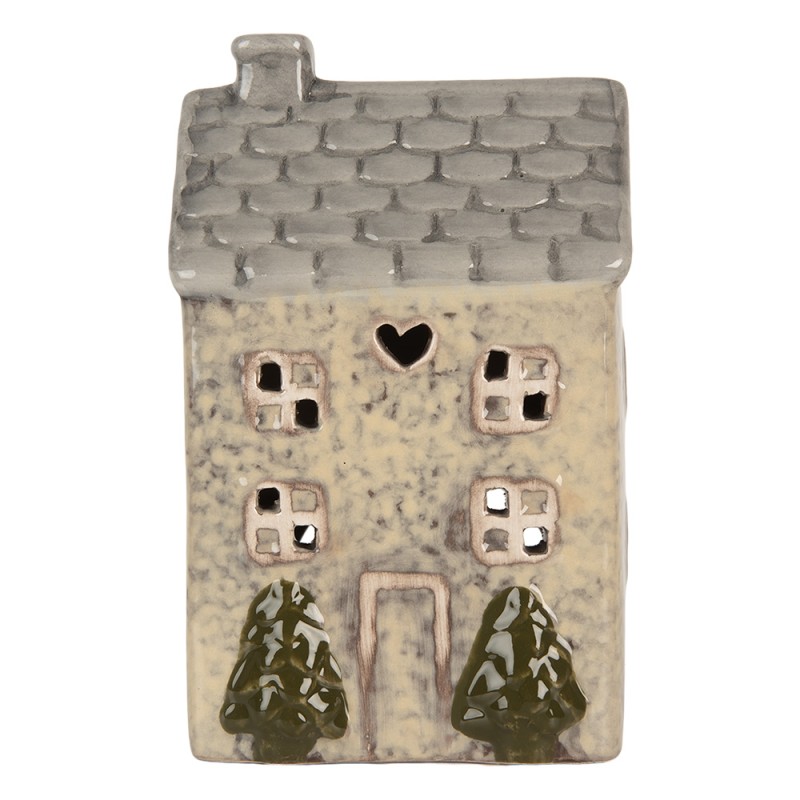 Clayre & Eef Tealight Holder House 9x8x15 cm Beige Ceramic
