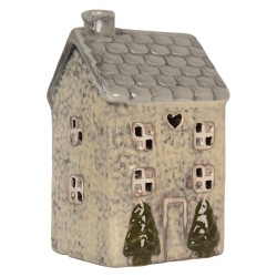 Clayre & Eef Tealight Holder House 9x8x15 cm Beige Ceramic