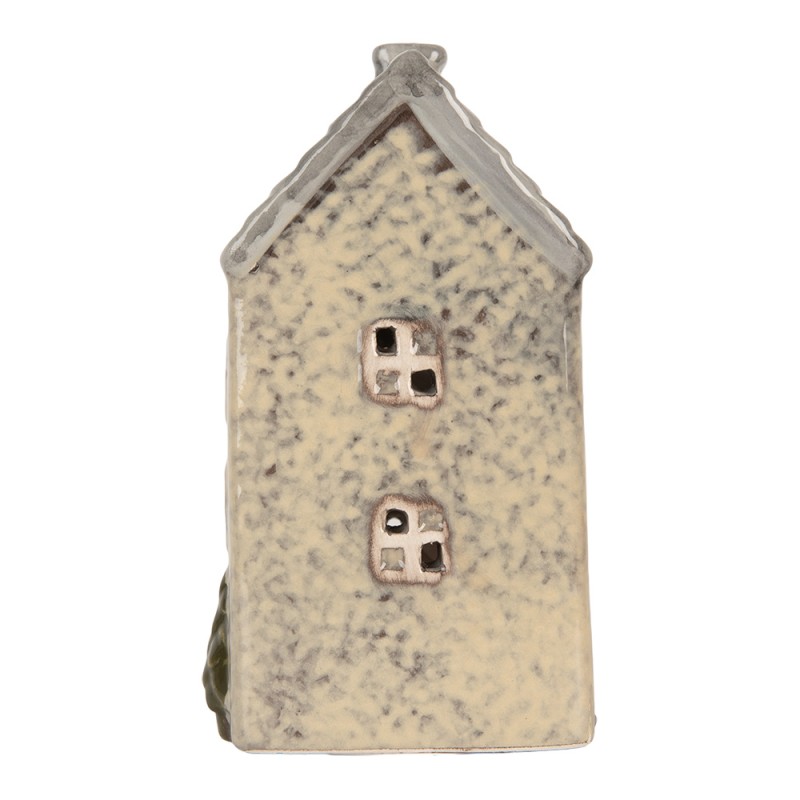 Clayre & Eef Tealight Holder House 9x8x15 cm Beige Ceramic