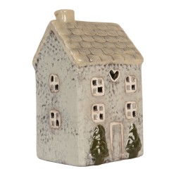 Clayre & Eef Tealight Holder House 9x10x16 cm Grey Ceramic