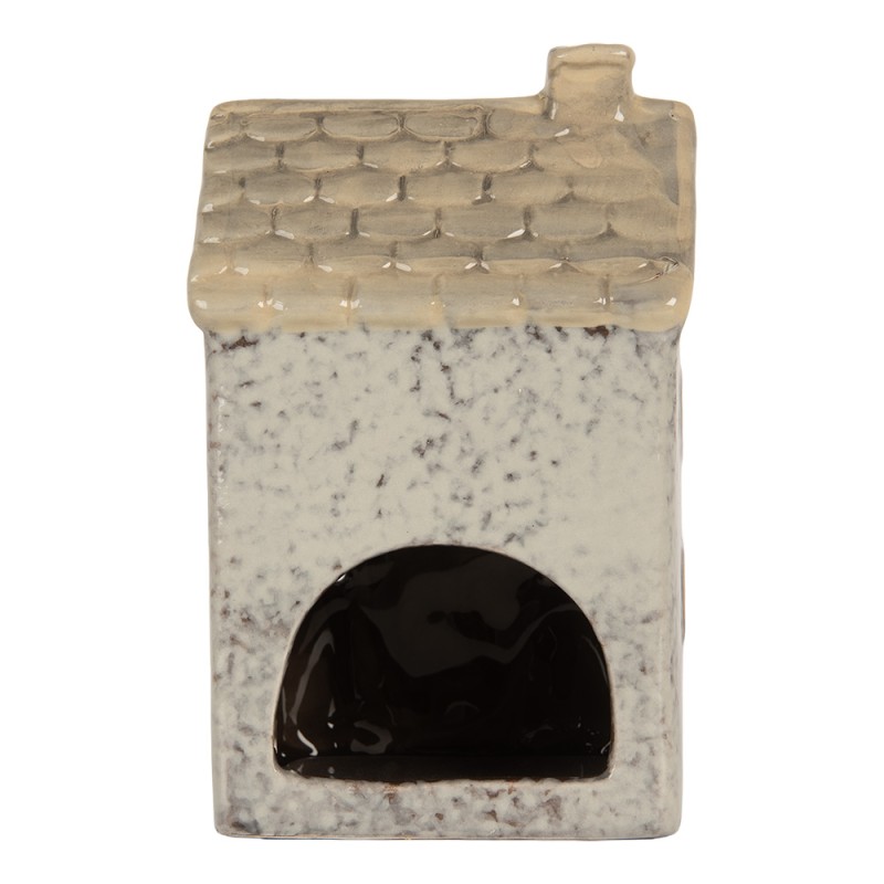 Clayre & Eef Tealight Holder House 9x10x16 cm Grey Ceramic