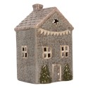 Clayre & Eef Tealight Holder House 8x10x16 cm Blue Ceramic
