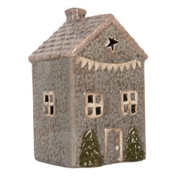 Clayre & Eef Tealight Holder House 8x10x16 cm Blue Ceramic