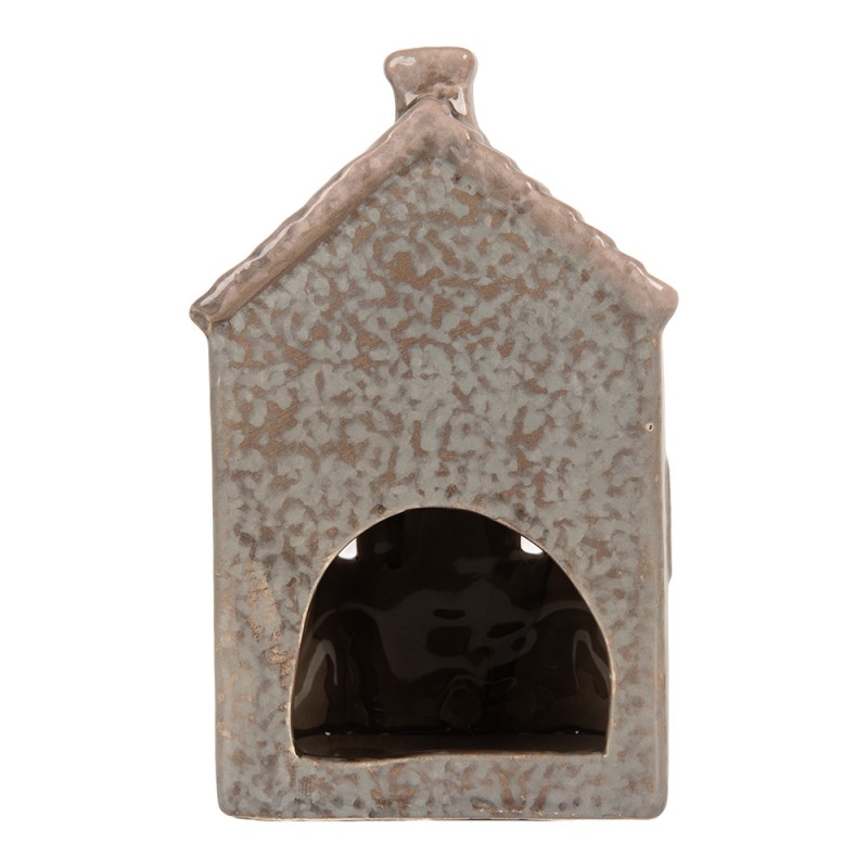 Clayre & Eef Tealight Holder House 8x10x16 cm Blue Ceramic