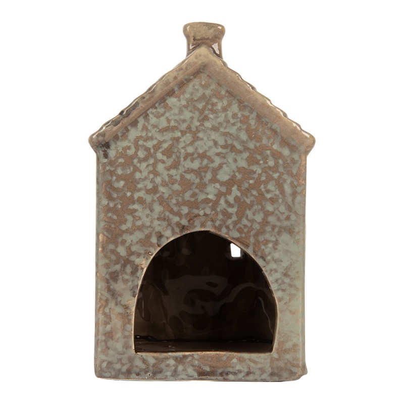Clayre & Eef Portacandela Casa 8x10x16 cm Verde Ceramica