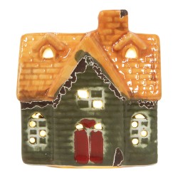 Clayre & Eef Décoration Maison avec LED LED 8x5x8 cm Vert Céramique
