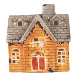 Clayre & Eef Waxinelichthouder Huis 13x8x14 cm Oranje Keramiek