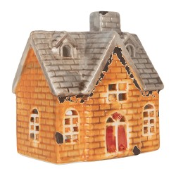 Clayre & Eef Waxinelichthouder Huis 13x8x14 cm Oranje Keramiek