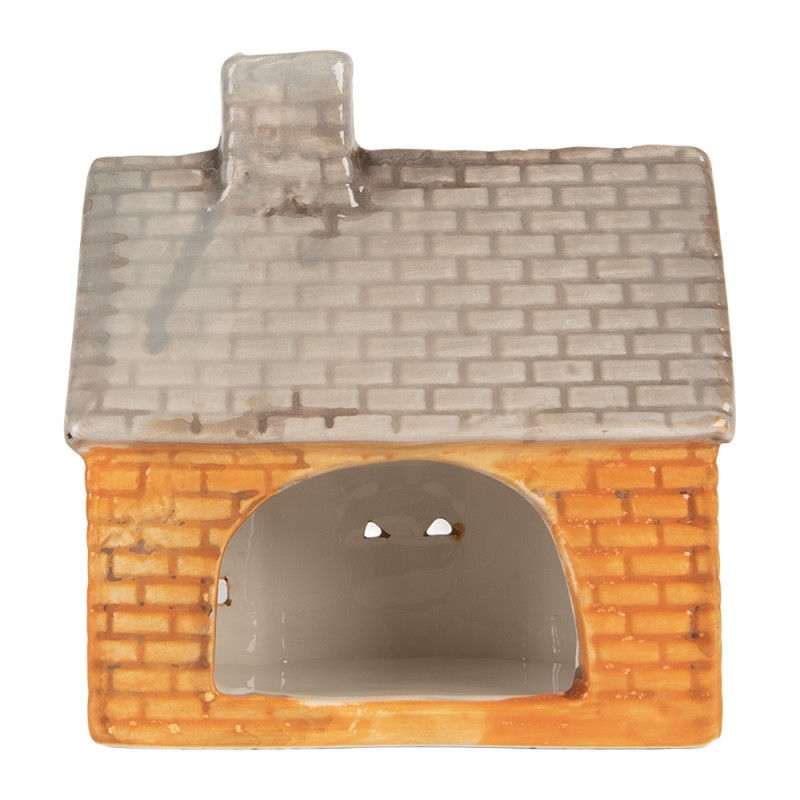 Clayre & Eef Waxinelichthouder Huis 13x8x14 cm Oranje Keramiek