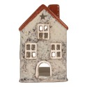 Clayre & Eef Teelichthalter Haus 9x7x13 cm Grau Keramik