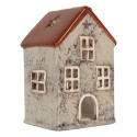 Clayre & Eef Teelichthalter Haus 9x7x13 cm Grau Keramik