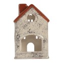 Clayre & Eef Teelichthalter Haus 9x7x13 cm Grau Keramik