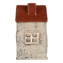 Clayre & Eef Teelichthalter Haus 9x7x13 cm Grau Keramik