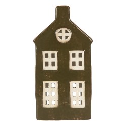Clayre & Eef Porte-bougie Maison 9x7x17 cm Vert Céramique