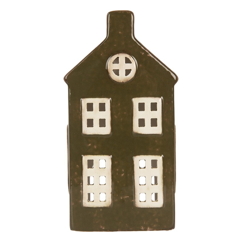 Clayre & Eef Porte-bougie Maison 9x7x17 cm Vert Céramique