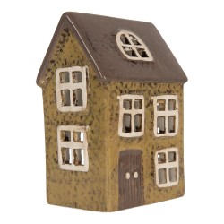 Clayre & Eef Waxinelichthouder Huis 10x7x14 cm Groen Keramiek