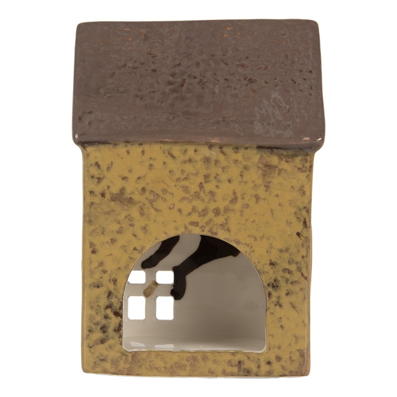 Clayre & Eef Waxinelichthouder Huis 10x7x14 cm Groen Keramiek