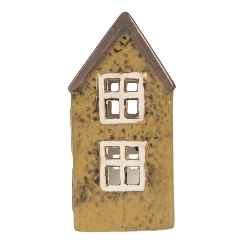 Clayre & Eef Waxinelichthouder Huis 10x7x14 cm Groen Keramiek