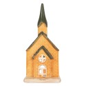 Clayre & Eef Waxinelichthouder Huis 9x9x21 cm Oranje Keramiek