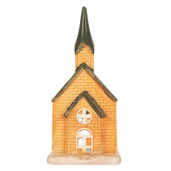 Clayre & Eef Waxinelichthouder Huis 9x9x21 cm Oranje Keramiek