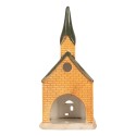 Clayre & Eef Waxinelichthouder Huis 9x9x21 cm Oranje Keramiek