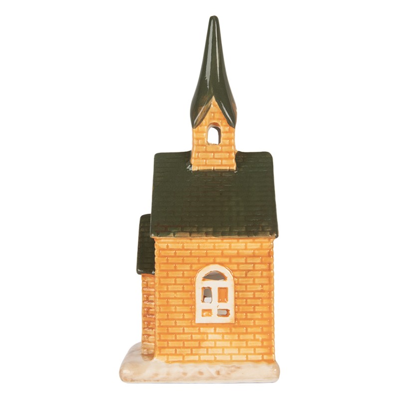 Clayre & Eef Waxinelichthouder Huis 9x9x21 cm Oranje Keramiek